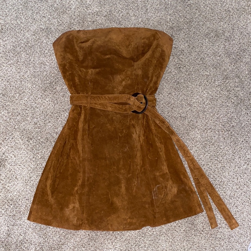 FREE PEOPLE brown strapless mini dress size 6